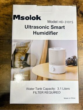 Msolok Ultrasonic Smart Humidifier - White/Cream